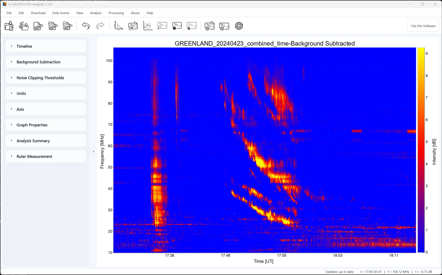 e-CALLISTO FITS Analyzer · Process and analyze dynamic spectra
